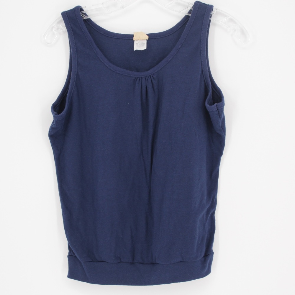 John Matthew Women's Vintage Blue‎ Pleated Front Banded Hem Tank Top Size L